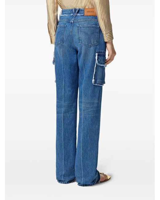 Versace Blue Frayed Cargo Jeans