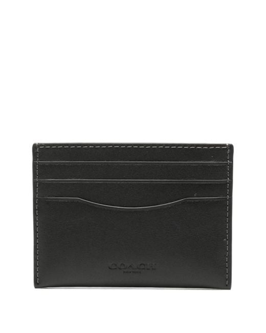メンズ COACH Logo-embossed Leather Cardholder Black