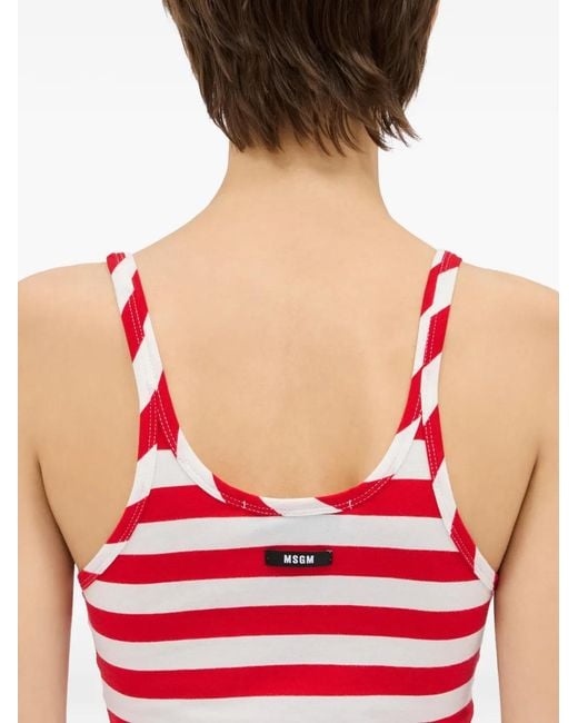 MSGM Red Striped Tank Top