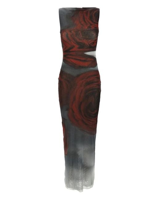 Jean Paul Gaultier Brown The Long Red Blurry Maxikleid aus Tüll