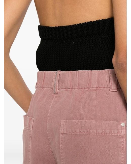 Brunello Cucinelli Pink Short À Pinces Teint En Pièce