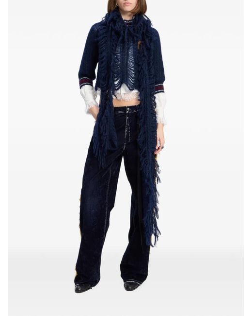 Sciarpa Con Frange di Ann Demeulemeester in Blue