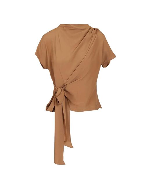 FEDERICA TOSI Natural Knot-Detail Crepe Blouse