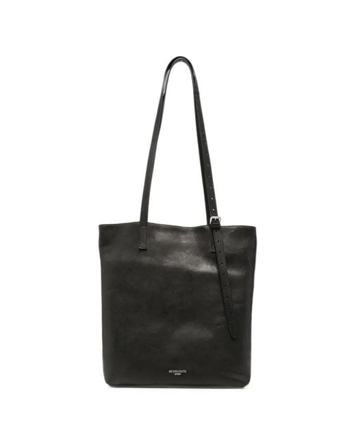 Ann Demeulemeester Black Leather Tote Bag for men