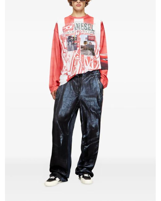 DIESEL Blue P-Thecks Side-Stripe Trousers for men
