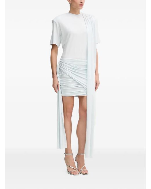 La Mania White Anya Draped Mini Dress