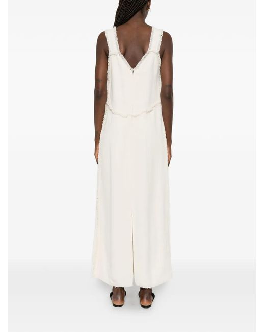 Totême White V-Neck Raw Slip Dress