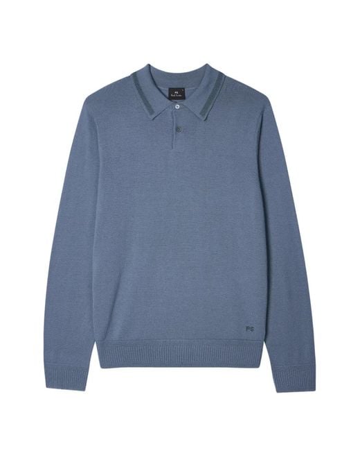 Paul Smith Blue Logo-Detail Polo Shirt for men