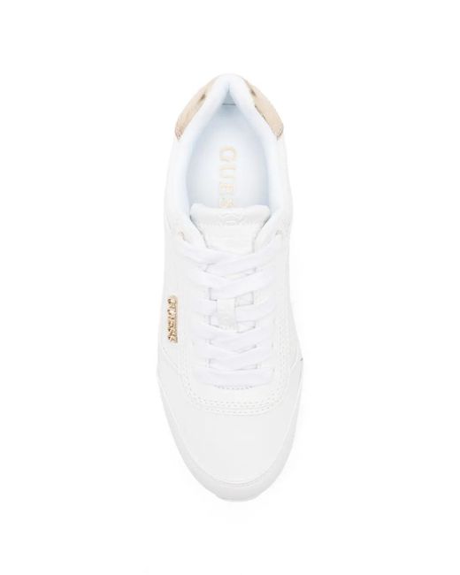 Guess White Logo-Embossed Platform Sneakers