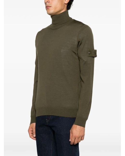 Stone Island Green Ghost Logo-Patch Sweater for men