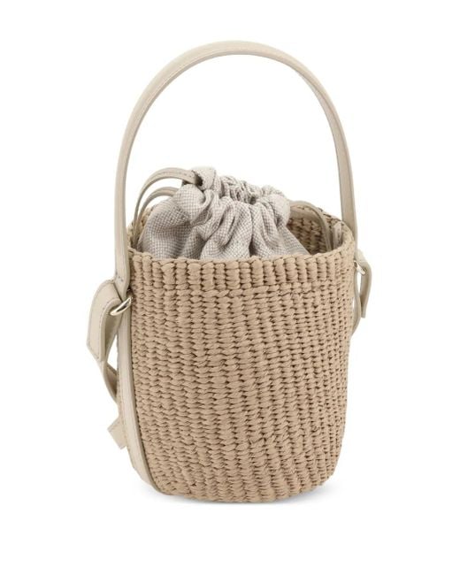 Chloé White Mini Horse Medal Woven Bucket Bag