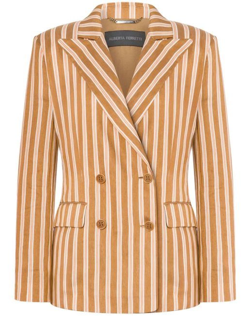 Alberta Ferretti Brown Striped Blazer
