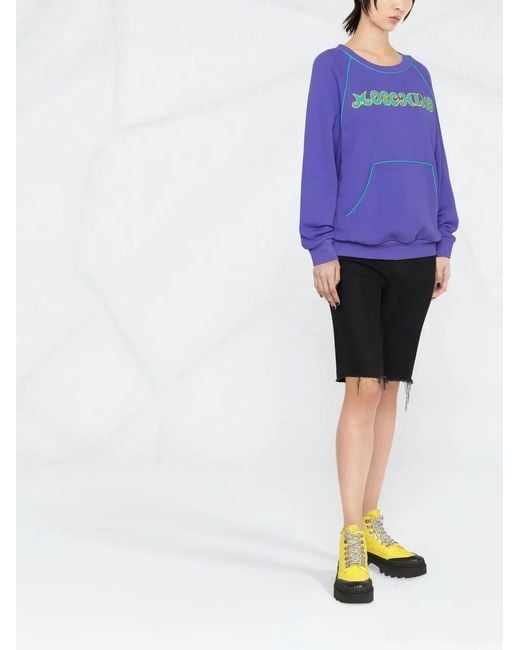 Moschino Blue Sweat À Logo Brodé