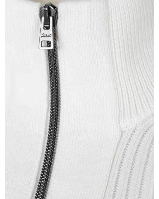 Herno White Ribbed-Knit Cardigan