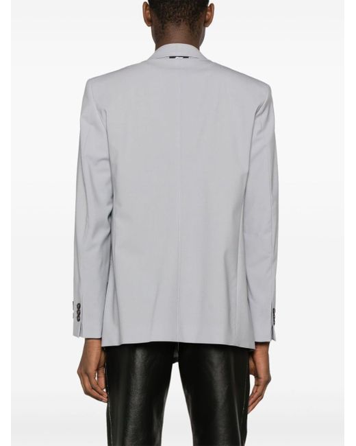 MSGM Gray Logo-patch Double-breasted Blazer for men