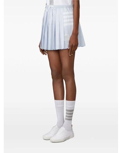 Thom Browne Blue Minijupe Plissée À Lien De Resserrage
