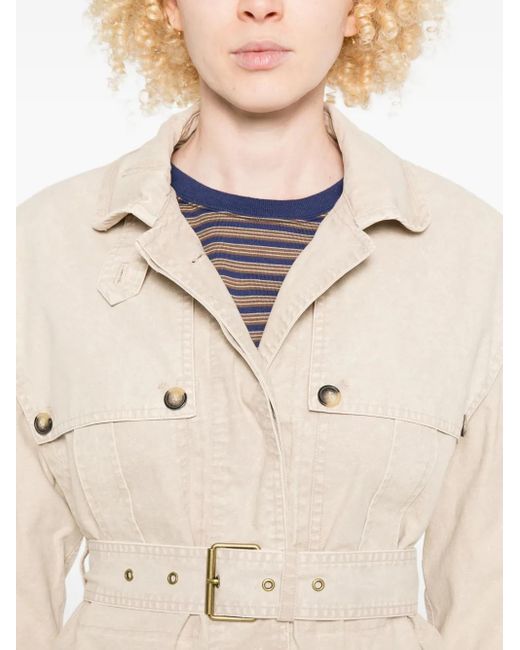 Isabel Marant Natural Belted Flap-Pocket Jacket