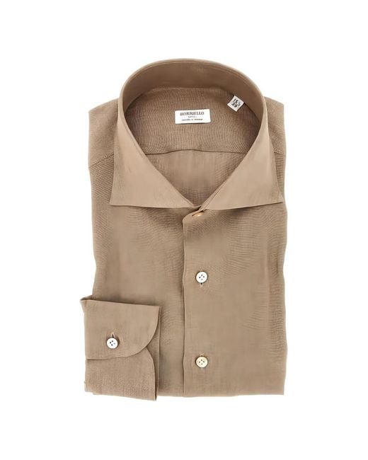 Borriello Natural Spread-Collar Linen Shirt for men