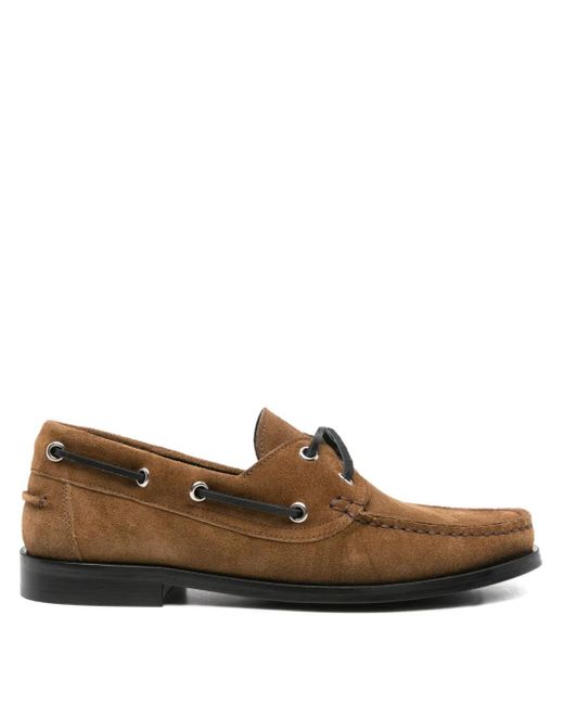 Aeyde Brown Suede Lace-Up Boat Shoes