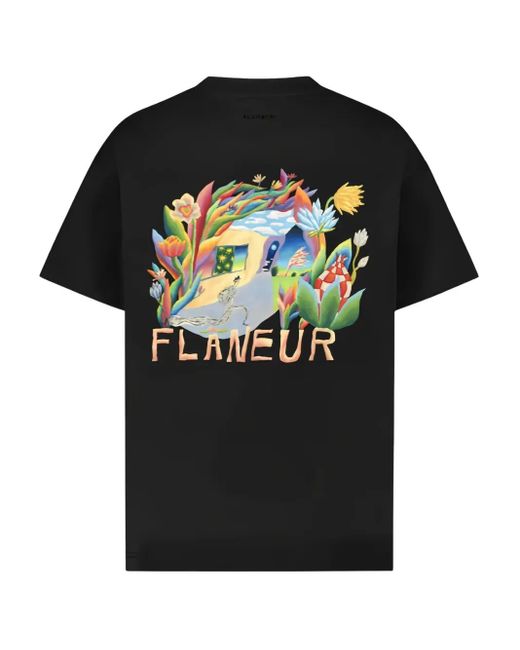 flâneur T-Shirt mit grafischem Print in Black für Herren