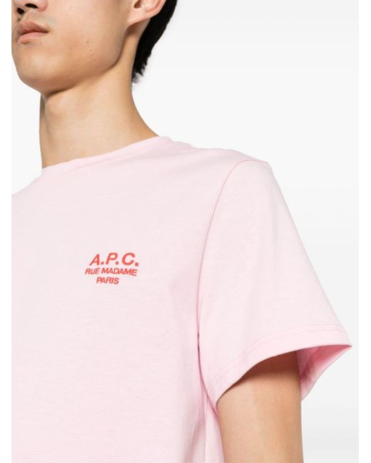 A.P.C. T-Shirt mit Logo-Stickerei in Pink für Herren