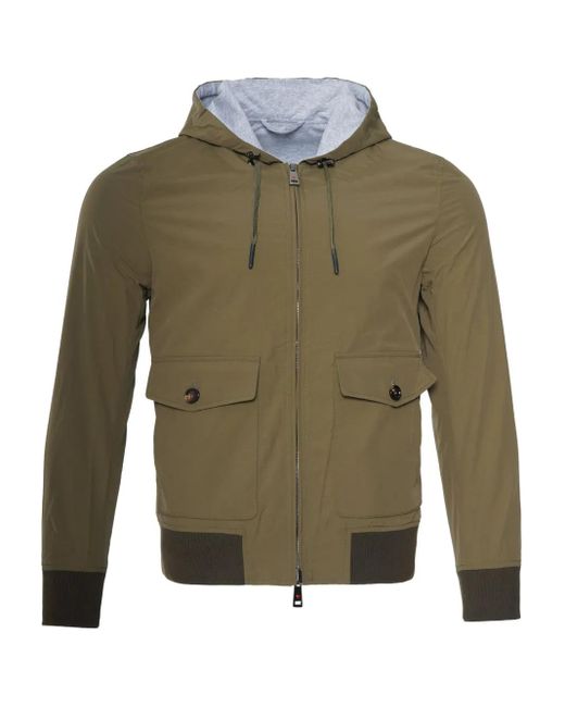 Kiton Green Flap-Pockets Hooded Jacket for men
