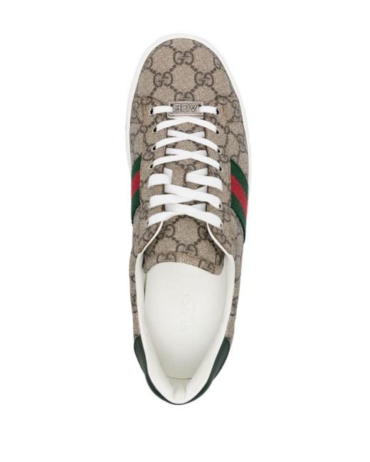 Gucci Ace Sneakers Met Vlakken in het Brown