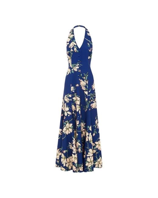 LEO LIN Blue Juliette Floral Midi Dress