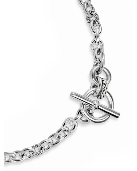 Collar DY Mercer® Petite Toggle Chain en plata de ley con diamantes David Yurman de color Metallic