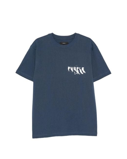 Purple Brand Blue Logo-Print T-Shirt for men