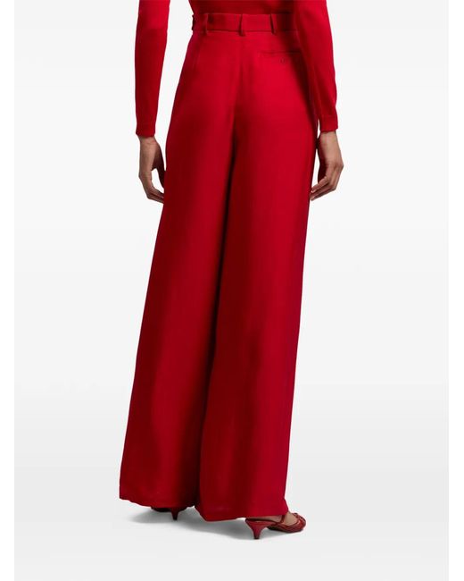 Ralph Lauren Red Vannesa Pleated Palazzo Trousers