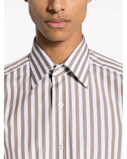 Chemise en coton à rayures Tom Ford pour homme en coloris White