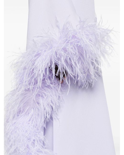 ‎Taller Marmo White Balear Feather-trimmed Gown