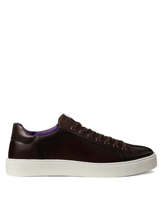 Ralph Lauren Brown Severn Burnished Lace-Up Sneakers for men