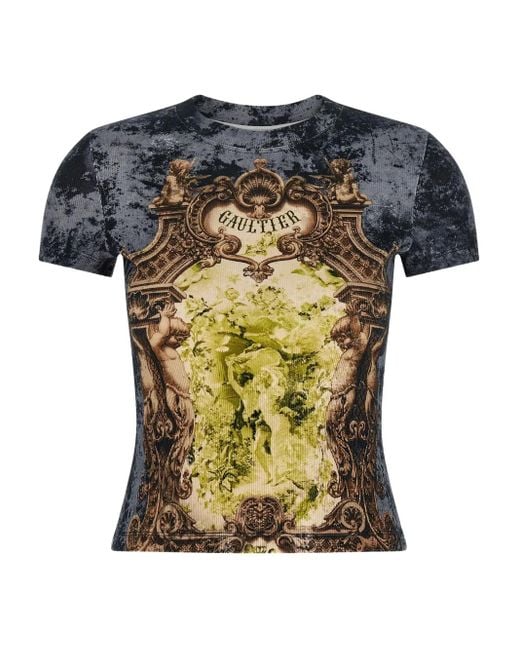 The Blue Médaillon printed T-shirt Jean Paul Gaultier de color Gray