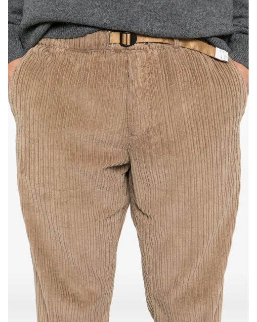 White Sand Natural Drawstring Corduroy Trousers for men
