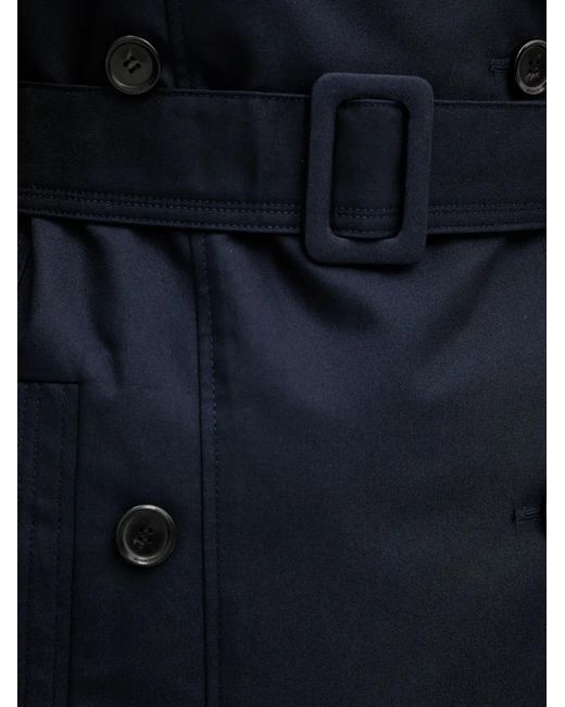 Pinko Blue Belted Double-Breasted Trench Coat