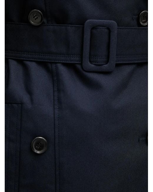 Pinko Blue Belted Double-Breasted Trench Coat