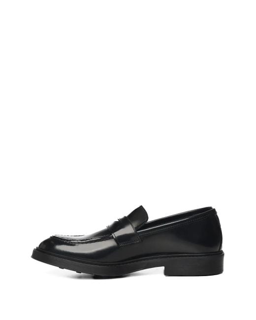 Giuliano Galiano Black Round Toe Leather Loafers for men