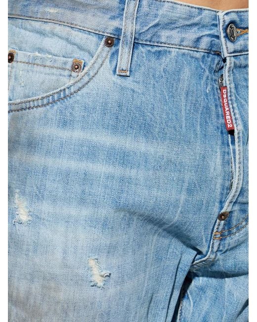 Pantaloni Con Effetto Vissuto di DSquared² in Blue da Uomo