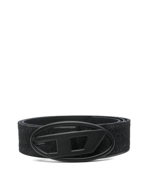 Cinturón ovalado d de cuero DIESEL de hombre de color Black
