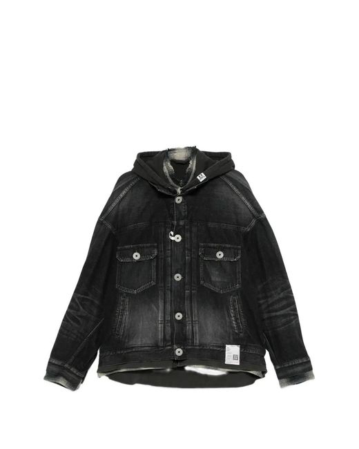 Maison Mihara Yasuhiro Black Hooded Chest-Pocket Denim Jacket for men