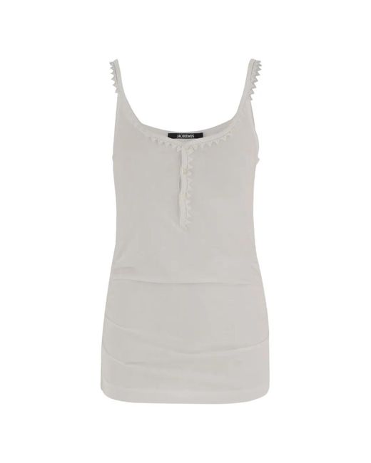 Jacquemus White Le Debardeur Clavela Ruched Top