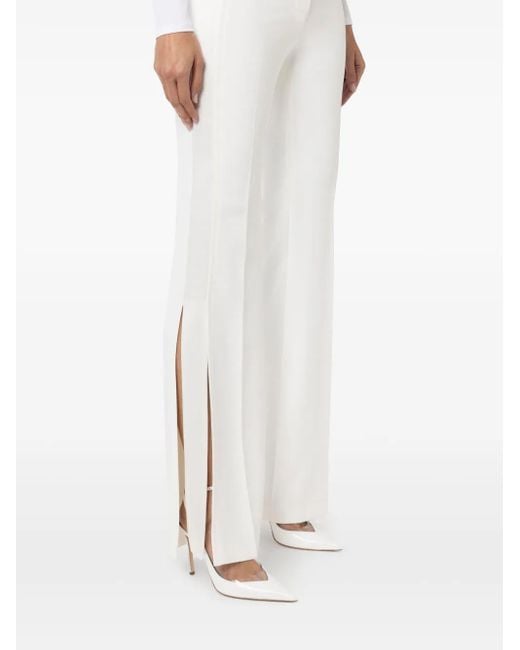 Elisabetta Franchi White Crepe Flared Trousers