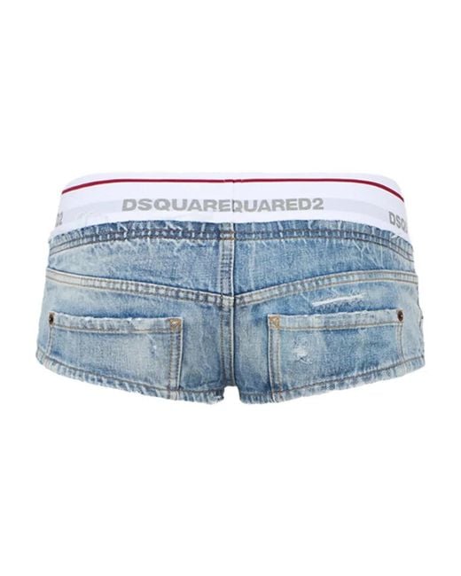 DSquared² Blue Short Jean À Coupe Courte