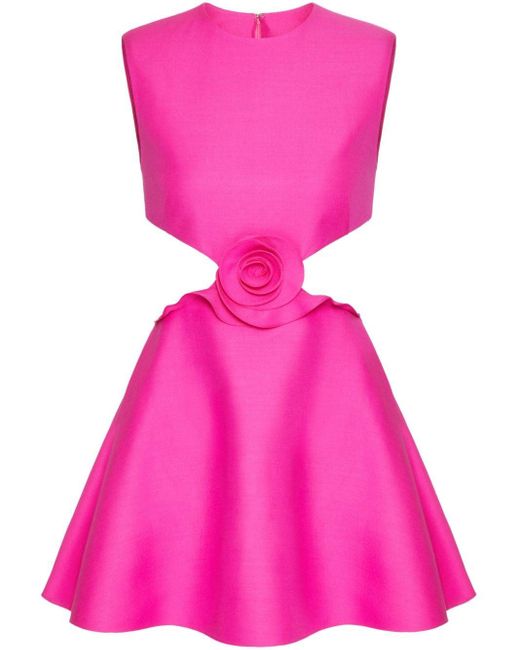 Vestido corto con aplique de rosa Valentino Garavani de color Pink