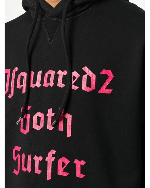 DSquared² Black Slogan-Print Hoodie for men