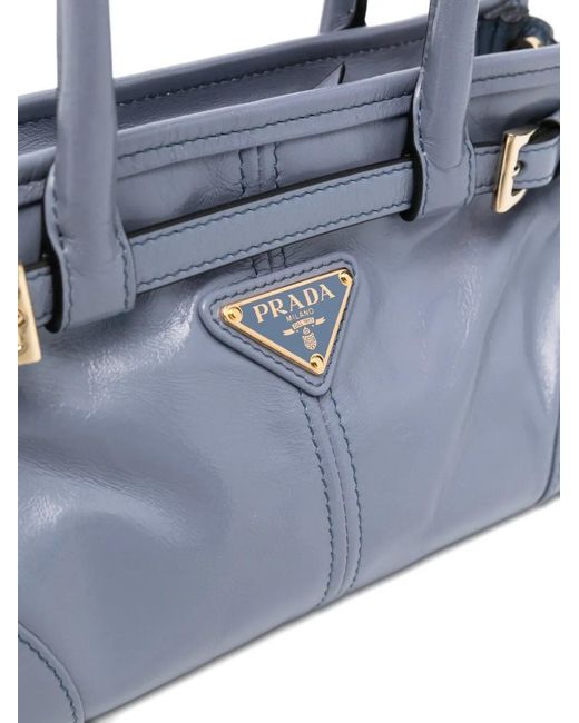 Prada Blue Buckle Tote Bag
