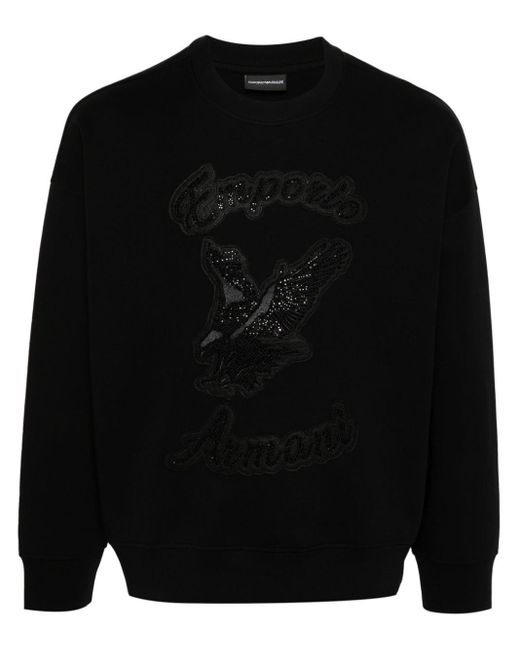 Emporio Armani Black Logo-studded-patch Sweatshirt for men