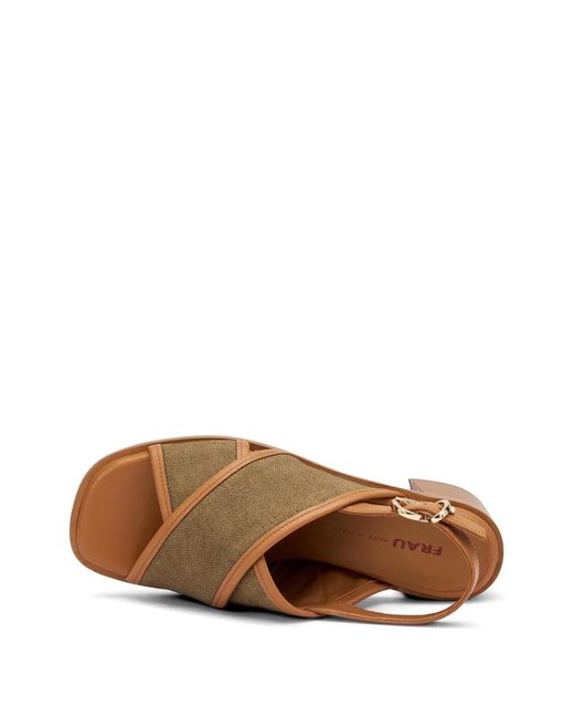 Frau Brown Crossover-Strap Block-Heel Sandals